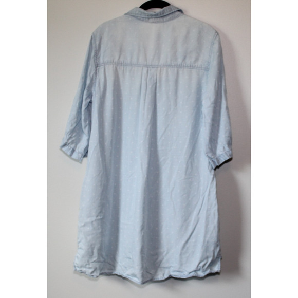Cloth & Stone Dot Denim Chambray Tunic Top Faded Mini Shirt Dress Size Medium - Picture 10 of 16